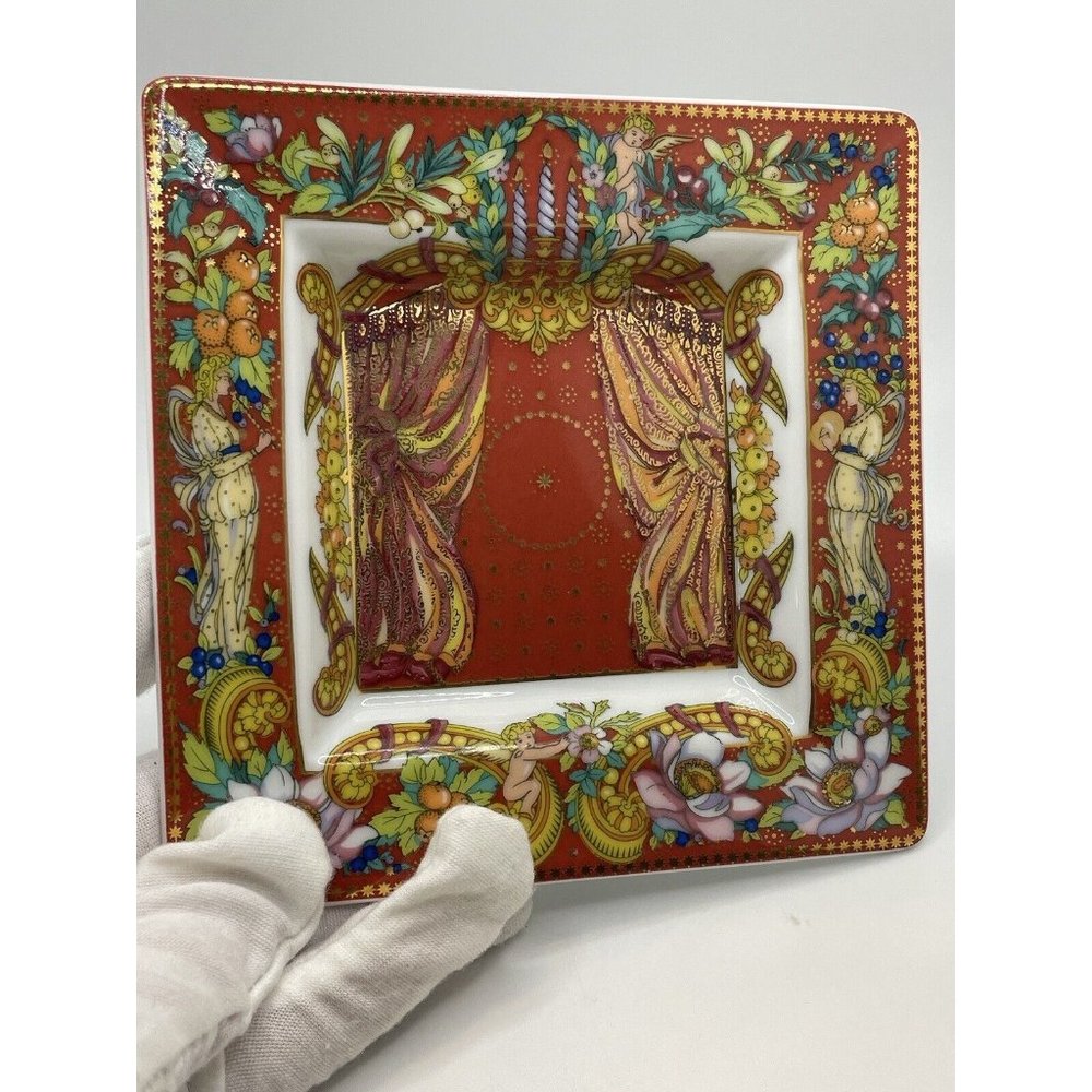 Versace Studio Line Trinket Tray Ashtray Dish Rosenthal Le Reve de Noel Square